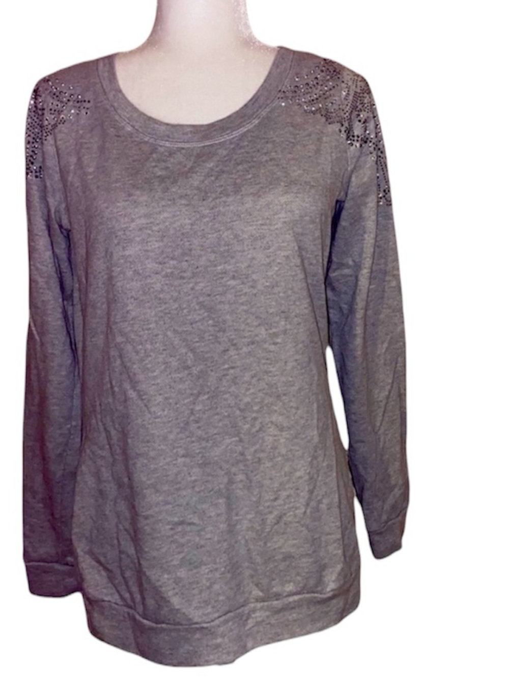 Charlotte Russe Gray Sweatshirt with Rhinestones